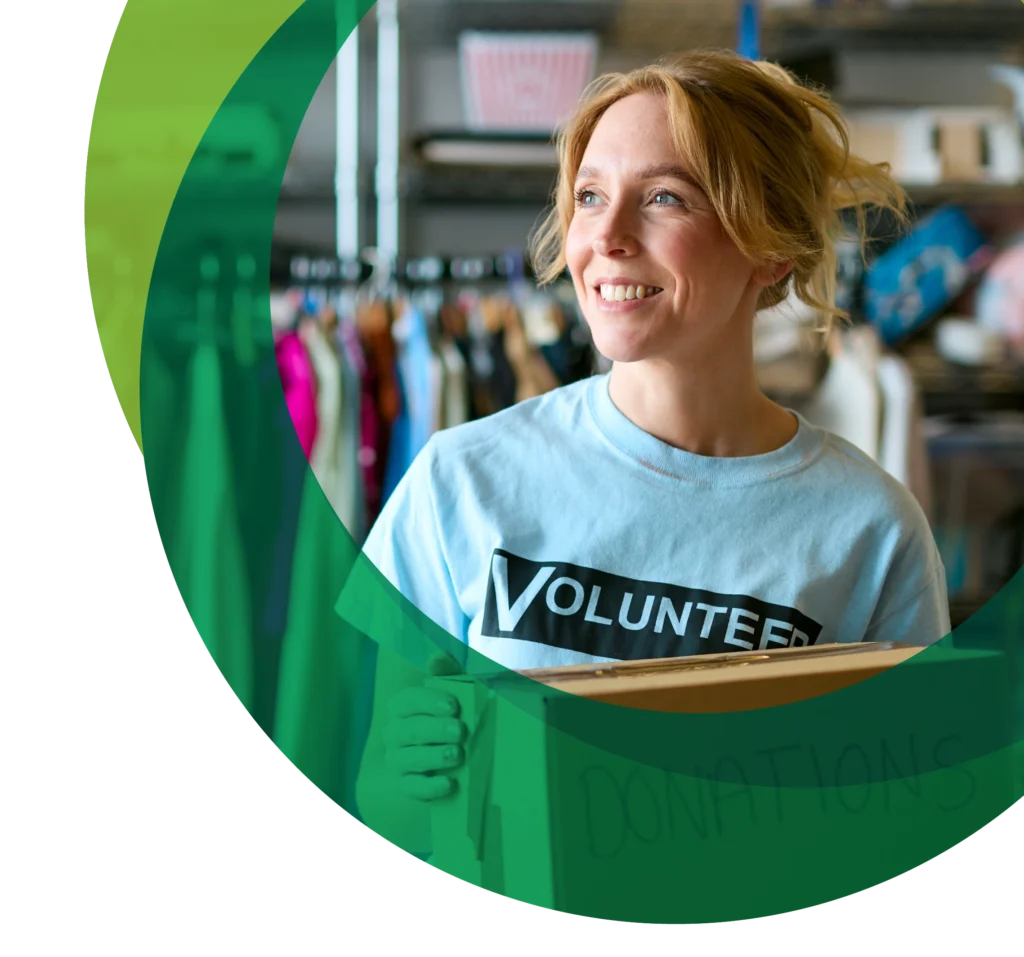 volunteer in shop about benefact group